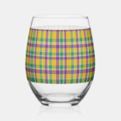 Mardi Gras Gingham gemustert Weinglas Ohne Stiel (Rechts)