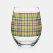 Mardi Gras Gingham gemustert Weinglas Ohne Stiel (Links)