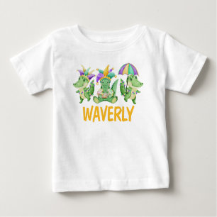 Mardi Gras Gingham und Gators Name Shirt