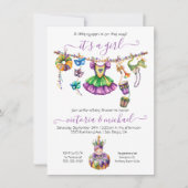 Mardi Gras Girl Baby Shower Einladung (Vorderseite)