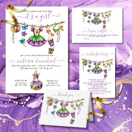 Mardi Gras Girl Baby Shower Einladung