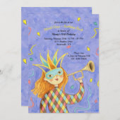 Mardi Gras Girl Einladung zum Geburtstag (Vorne/Hinten)