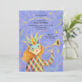 Mardi Gras Girl Einladung zum Geburtstag (Stehend Vorderseite)