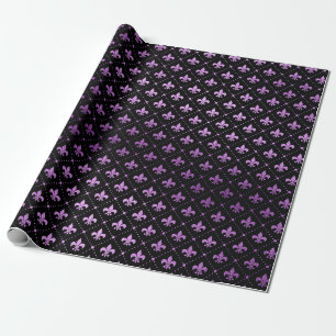 Mardi Gras Gitter Helles Lila Fleur De Lis NOLA Geschenkpapier