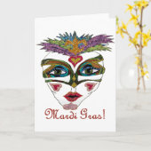 Mardi Gras Glitzer Feather Maske Karte (Gelbe Blume)