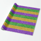 Mardi Gras Glitzer Horizontal Streifen Bling Geschenkpapier (Ungerollt)