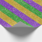 Mardi Gras Glitzer Horizontal Streifen Bling Geschenkpapier (Ecke)