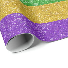 Mardi Gras Glitzer Horizontal Streifen Bling Geschenkpapier