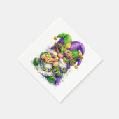 Mardi Gras-Gnom, der King Cake isst Serviette (Ecke)