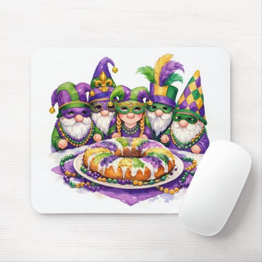 Mardi Gras Gnom-Partei mit Königskuchen Mousepad (Mit Mouse)