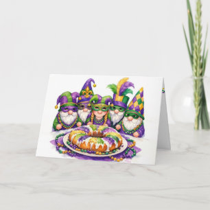 Mardi Gras Gnom-Partys mit Königskuchen Karte