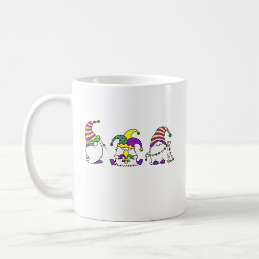 Mardi Gras Gnom-Trio Süßer Karneval Kaffeetasse (Links)