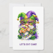 Mardi Gras Gnome Eating King Cake Einladung (Vorderseite)