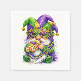 Mardi Gras Gnome Eating King Cake Serviette