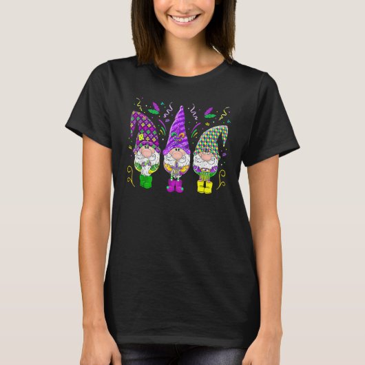 Mardi Gras Gnomes Funny Jester Hat Gnomes Lover Me T-Shirt (Vorderseite)