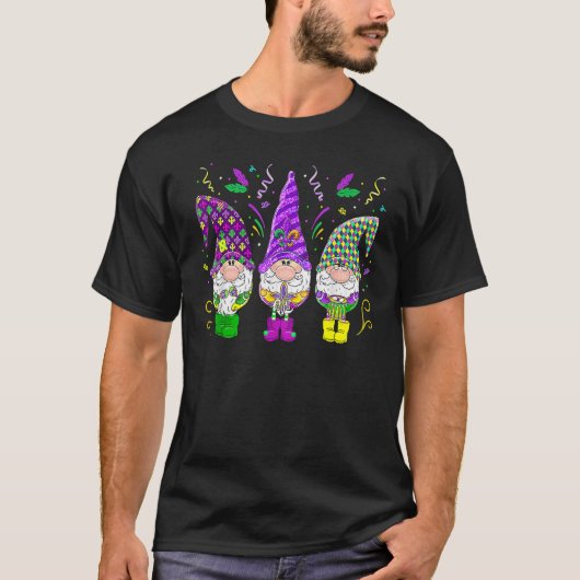 Mardi Gras Gnomes Funny Jester Hat Gnomes Lover Me T-Shirt (Vorderseite)