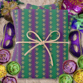 Mardi Gras Gold Fleur-De-Lis auf Lila und grün Geschenkpapier Set