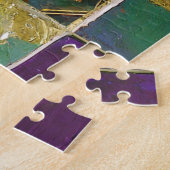 Mardi Gras Gold & Green Feathful Maske Puzzle (Seite)