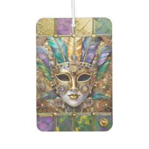 Mardi Gras Gold & Keramik Bunte Feder Maske Autolufterfrischer