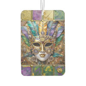Mardi Gras Gold & Keramik Farbenfrohe Federn Maske Autolufterfrischer (Rückseite)