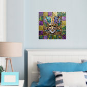 Mardi Gras Gold & Keramik Farbenfrohe Federn Maske Foliendrucke (In Situ (Schlafzimmer))