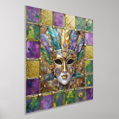 Mardi Gras Gold & Keramik Farbenfrohe Federn Maske Foliendrucke (Ablage )