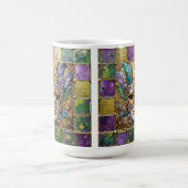 Mardi Gras Gold & Keramik Farbenfrohe Federn Maske Kaffeetasse (Mittel)