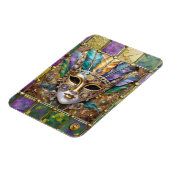 Mardi Gras Gold & Keramik Farbenfrohe Federn Maske Magnet (Linke Seite)