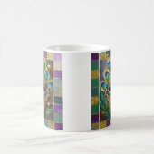 Mardi Gras Gold Keramik Peacock Feather Mask Kaffeetasse (Mittel)