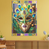 Mardi Gras Gold Keramik Peacock Feather Mask Leinwanddruck (Insitu (Wohnzimmer))