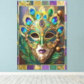 Mardi Gras Gold Keramik Peacock Feather Mask Leinwanddruck (Insitu (Holzboden))