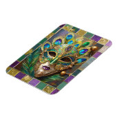 Mardi Gras Gold Keramik Peacock Feather Mask Magnet (Linke Seite)