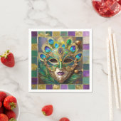 Mardi Gras Gold Keramik Peacock Feather Mask Serviette (Beispiel)
