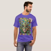 Mardi Gras Gold Keramik Peacock Feather Mask T-Shirt (Vorne ganz)