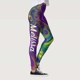 Mardi Gras Gold Lila Black Green Leggings Name