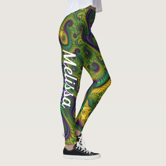 Mardi Gras Gold Lila Black Green Leggings Name (Rechts)