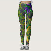 Mardi Gras Gold Lila Black Green Leggings Name (Vorderseite)
