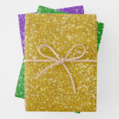Mardi Gras Gold Lila Green Imitats Glitzer Bling Geschenkpapier Set (Beispiel)