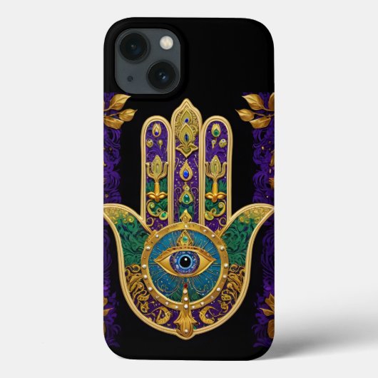 Mardi Gras Gold Lila Grüne Hamsas Art Case-Mate iPhone Hülle (Rückseite)