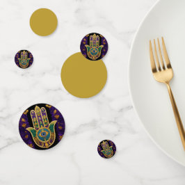 Mardi Gras Gold Lila Grüne Hamsas Art Konfetti