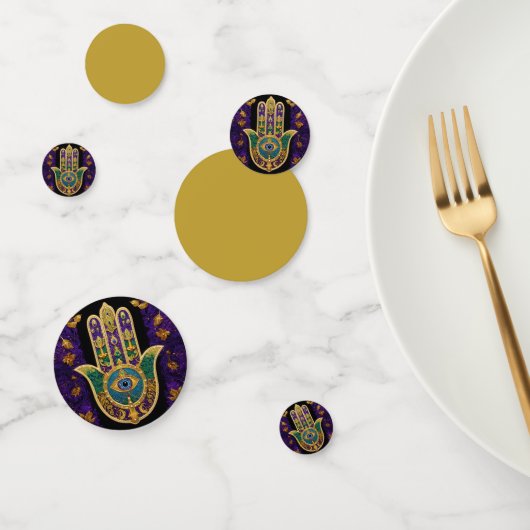 Mardi Gras Gold Lila Grüne Hamsas Art Konfetti (Gruppe)