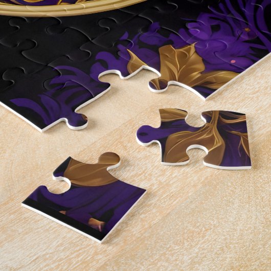 Mardi Gras Gold Lila Grüne Hamsas Art Puzzle (Seite)