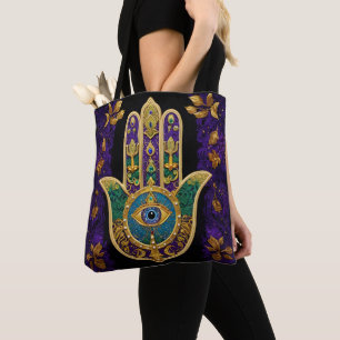 Mardi Gras Gold Lila Grüne Hamsas Art Tasche