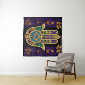 Mardi Gras Gold Lila Grüne Hamsas Art Wandteppich (Beispiel (Horizontal))