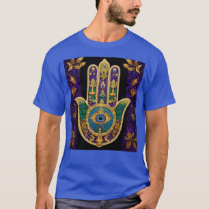 Mardi Gras Gold Lila Grüne Hamsas Kunst T-Shirt