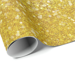 Mardi Gras Gold Solid Color Imitats Glitzer Bling Geschenkpapier