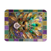 Mardi Gras Gold und Green Peacock Feather Mask Magnet (Horizontal)