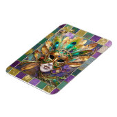 Mardi Gras Gold und Green Peacock Feather Mask Magnet (Linke Seite)