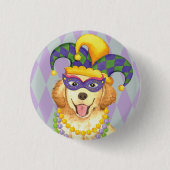 Mardi Gras Golden Retriever Button (Vorderseite)