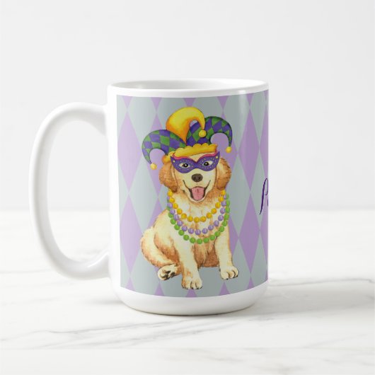 Mardi Gras Golden Retriever Kaffeetasse (Links)